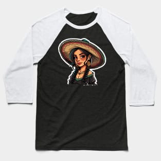 Cinco de mayo mexican twin ponytail mexican girl Baseball T-Shirt